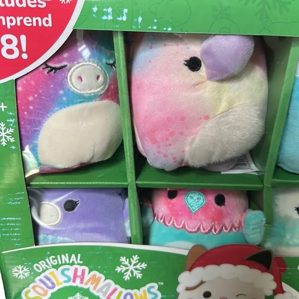 Squishmallows 4” 2023 Holiday Plush Ornament Set 8 Pack Christmas Ornaments NEW